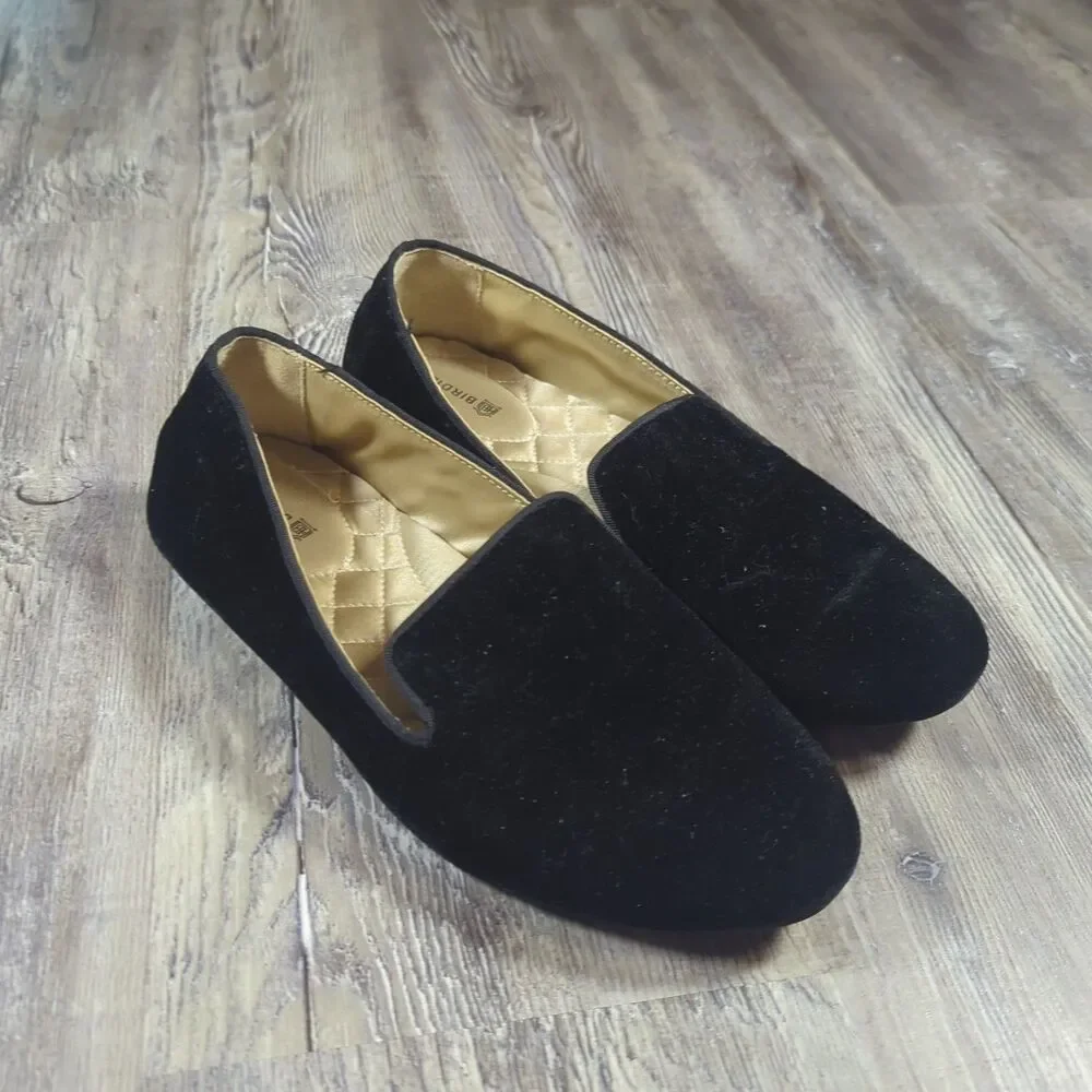 Birdies The Starling Black Velvet Flats Slippers Loafers Slip On Women’s Size 7